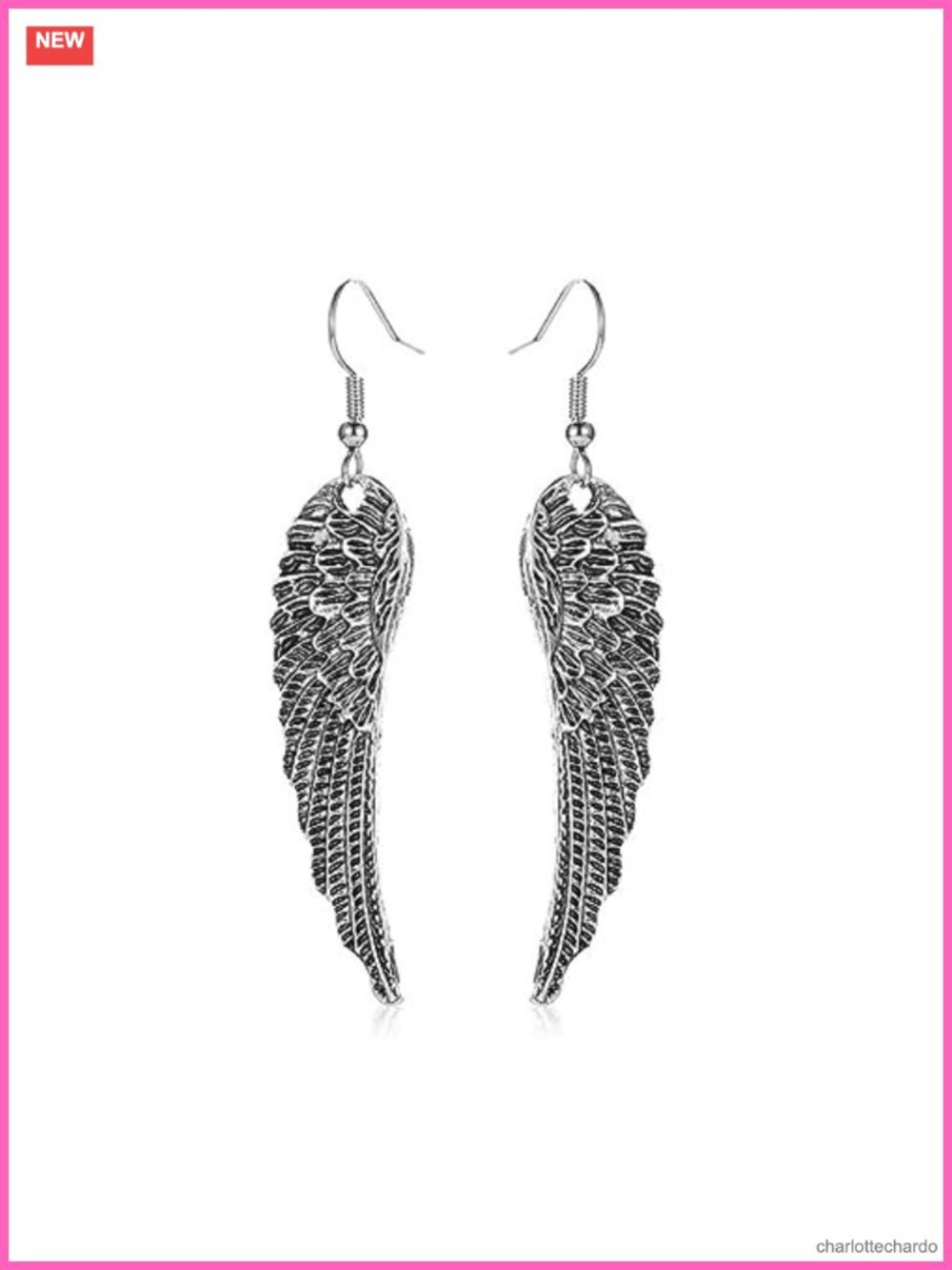 Silver Plated Angel Wing Dangle Drop Earrings Retro Vintage Tassel Statement